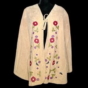Adrienne Landau - Y2K Suede Floral Cape - Size Missy
